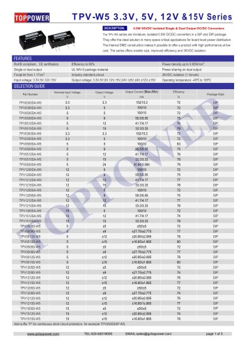 TPV1-W5 series 0.5W DC/DC