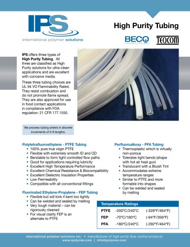 IPS High Purity Tubing Catalog