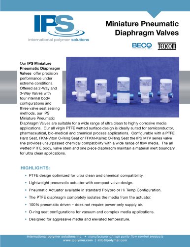 IPS PTFE Miniature Pneumatic Valve Catalog