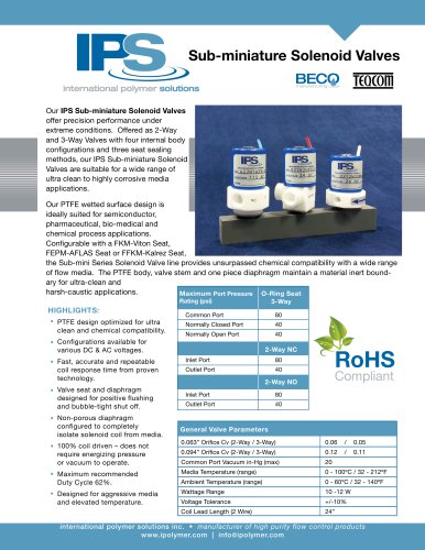 IPS PTFE Submini Solenoid Valve Catalog