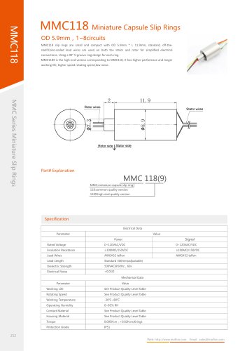 Capsule slip ring MMC118 series