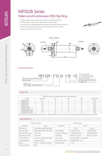 Electric slip ring MFS028 series