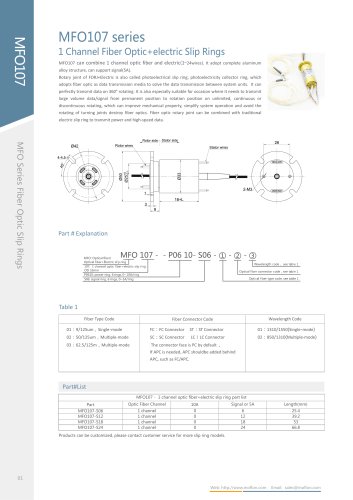 Fiber optic slip ring MFO107 series