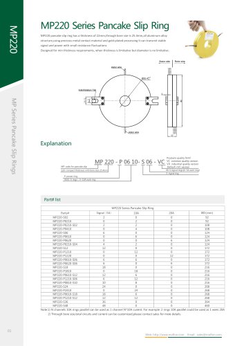 Metal slip ring MP220 series