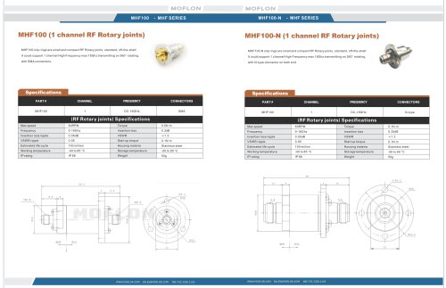 MHF Series Catalog  (RF Rotary joints/High frequency,Up to 18GHZ)