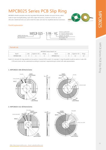 Pancake type slip ring MPCB025 series