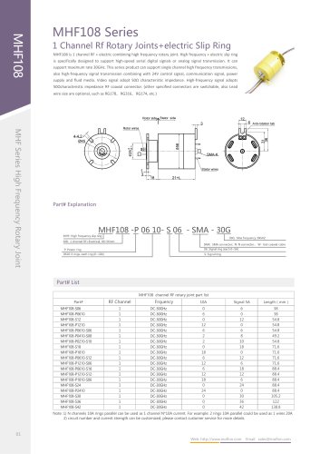 Signal transmission electrical rotary joint MHF108 series