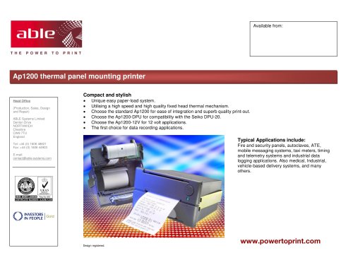 Ap1200 thermal panel mounting printer