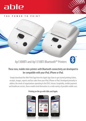 Ap1300BTi and Ap1310BTi BluetoothTM Printers