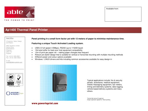 Ap1400 Thermal Panel Printer