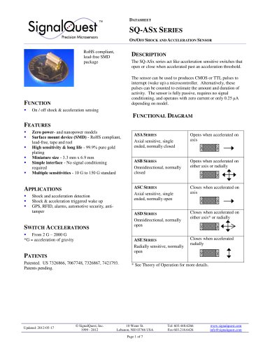 SQ-ASx Axial Shock & Acceleration Sensor