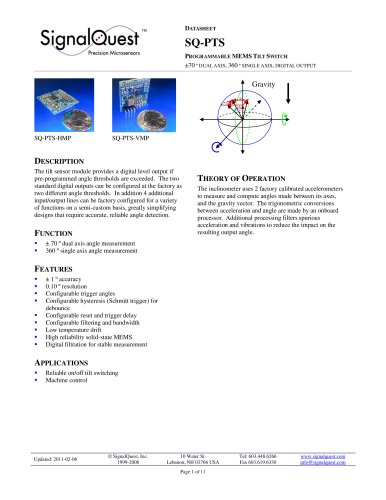 SQ-PTS Programmable MEMS Tilt Switch