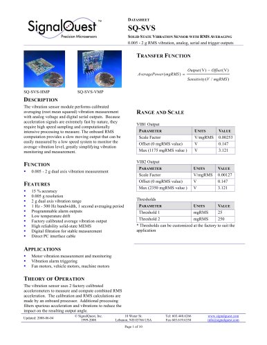 SQ-SVS MEMS Vibration Sensor