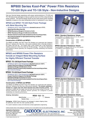 Current Sense Resistors:MP820/MP821