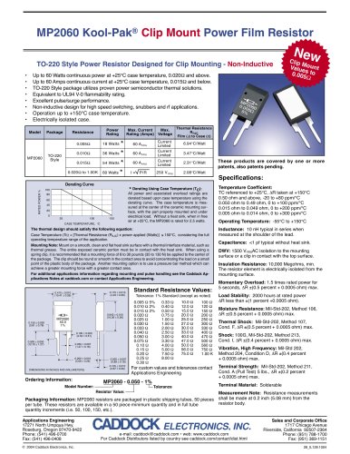 MP2060 TO-220 Kool-Pak® Clip Mount Power Film Resistor 