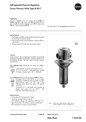 Excess Pressure Valve Type M 44-7