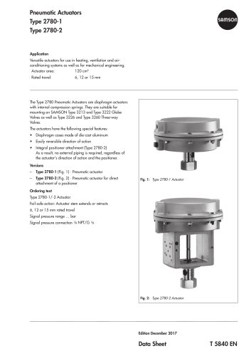 Pneumatic Actuators Type 2780-1 Type 2780-2