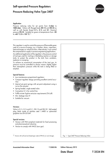 Pressure Reducing Valve Type 2407