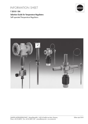 Selection Guide for Temperature Regulators