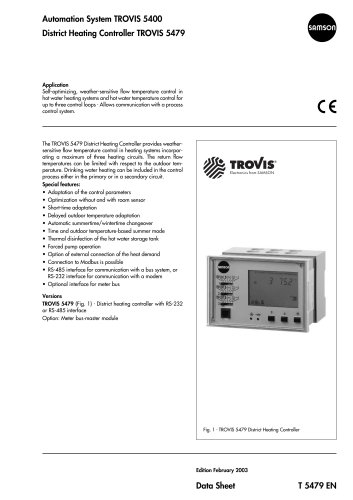 TROVIS 5400 TROVIS 5479 District Heating Controller