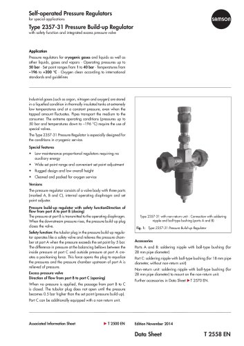 Type 2357-31 Pressure Build-up Regulator