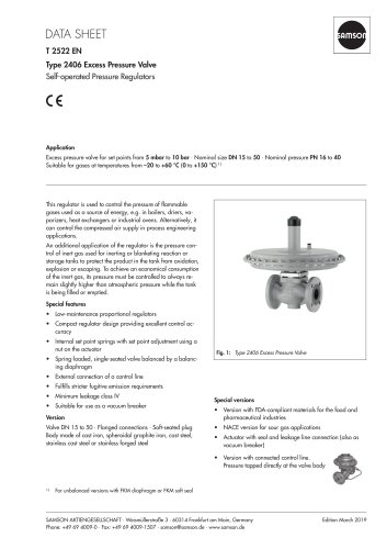 Type 2406 Excess Pressure Valve