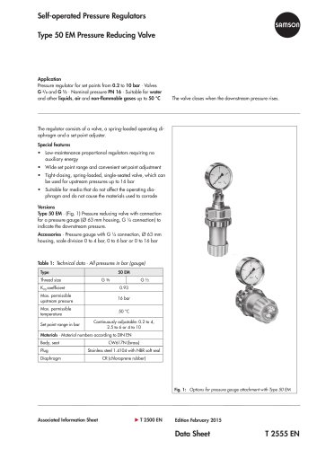 Type 50 EM Pressure Reducing Valve