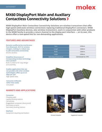 MX60 DisplayPort Main and Auxiliary Contactless Connectivity Solutions