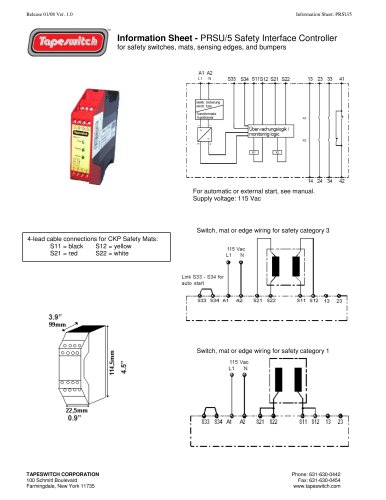 Information Sheet - PRSU/5 Safety Interface Controller