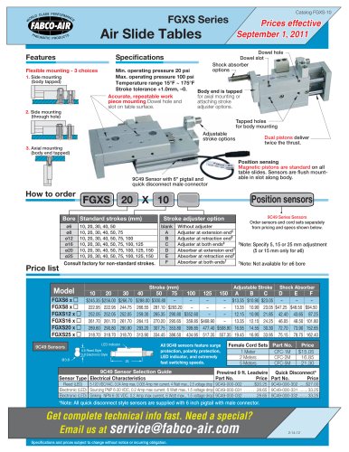 FGXS Air Slide Table Catalog