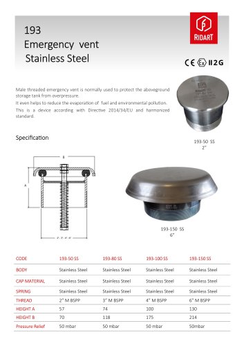 193 SS emergency valve stainless steel