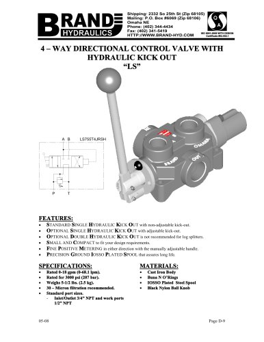 4 ? WAY DIRECTIONAL CONTROL VALVE WITH HYDRAULIC KICK OUT ?LS?