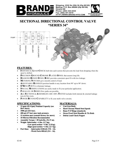 SECTIONAL DIRECTIONAL CONTROL VALVE “SERIES 34”