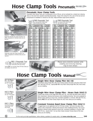 Hose clamp tools pneumatic