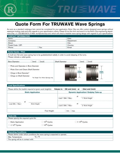 Quote Form For TRUWAVE Wave Springs