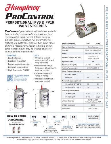 ProControl PV3/PV10 Data Sheet