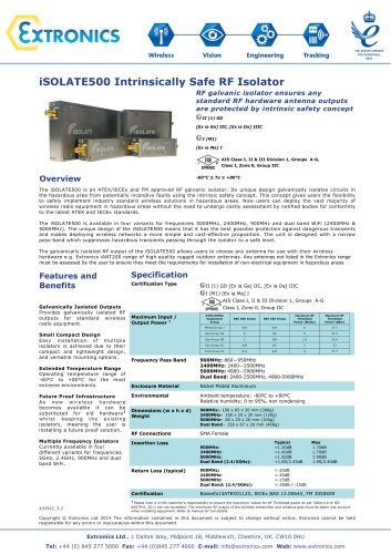 Intrinsically Safe RF Galvanic Isolator iSOLATE500