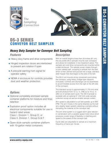 Model DS-3 Conveyor Belt Sampler Data Sheet 18.1.18