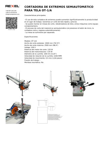CORTADORA DE EXTREMOS SEMIAUTOMÁTICO PARA TELA, CORTADORA TEXTIL ОТ-1/А - OT-2/A