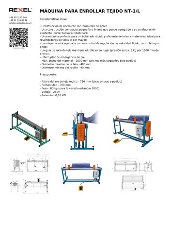 MÁQUINA PARA ENROLLAR TEJIDO NT-1/L