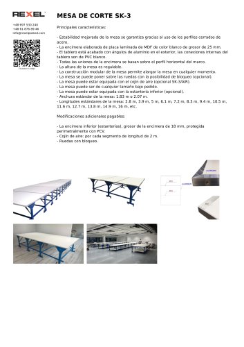 MESA DE CORTE, MESA DE CORTE TEXTIL, MESA DE TALLER SK-3