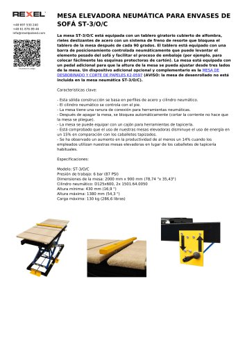 MESA ELEVADORA NEUMÁTICA PARA ENVASES DE SOFÁ ST-3/O/C