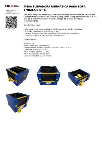 MESA ELEVADORA NEUMÁTICA PARA SOFA EMBALAJE ST-6