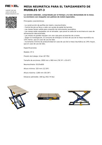MESA NEUMÁTICA PARA EL TAPIZAMIENTO DE MUEBLES ST-3