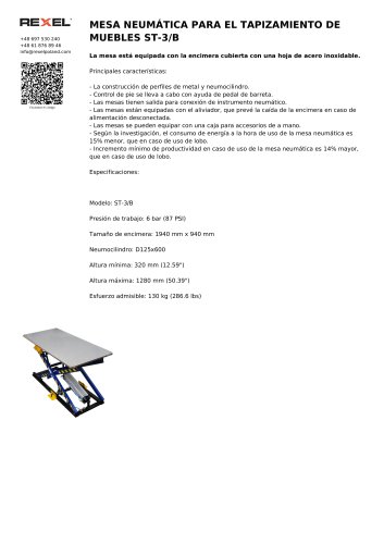MESA NEUMÁTICA PARA EL TAPIZAMIENTO DE MUEBLES ST-3/B