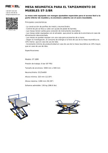 MESA NEUMÁTICA PARA EL TAPIZAMIENTO DE MUEBLES ST-3/BR