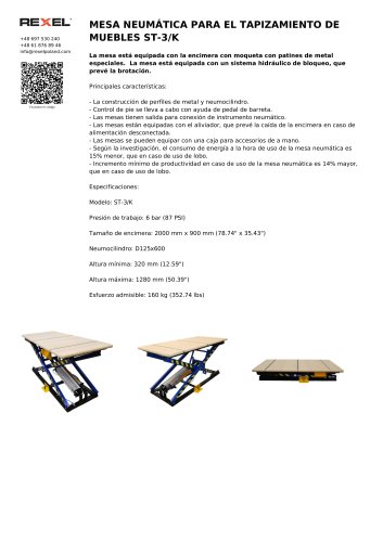 MESA NEUMÁTICA PARA EL TAPIZAMIENTO DE MUEBLES ST-3/K