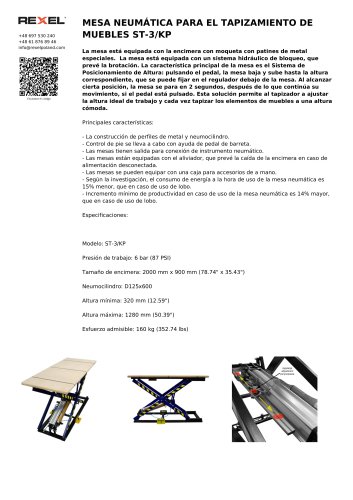 MESA NEUMÁTICA PARA EL TAPIZAMIENTO DE MUEBLES ST-3/KP