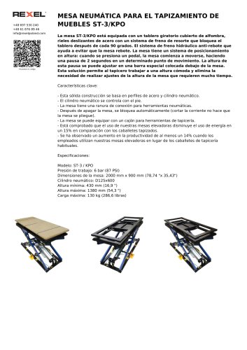 MESA NEUMÁTICA PARA EL TAPIZAMIENTO DE MUEBLES ST-3 KPO