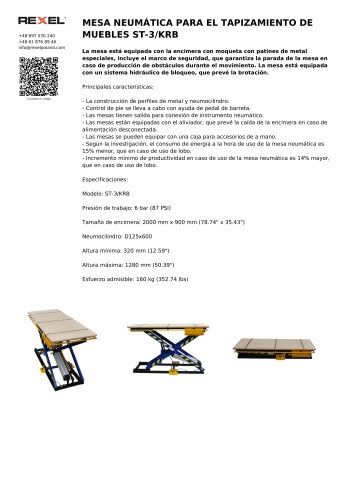 MESA NEUMÁTICA PARA EL TAPIZAMIENTO DE MUEBLES ST-3/KRB